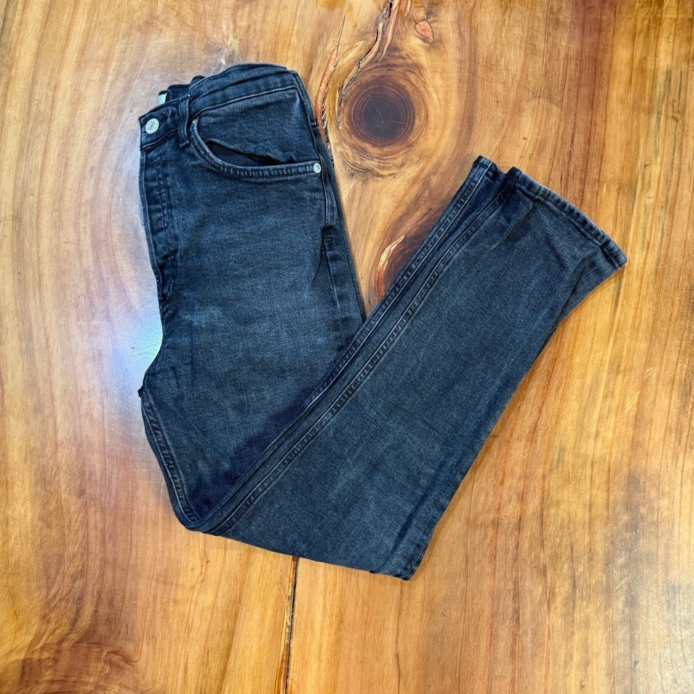 Agolde Jeans Riley 26 High Rise Straight Raw hem Denim Button Fly Straight Z4-6